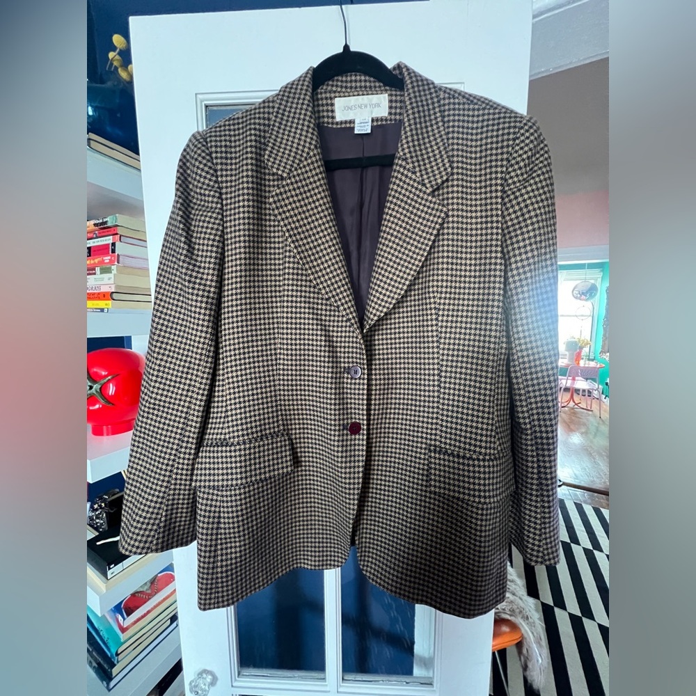Vintage Brown Houndstooth Women's Blazer